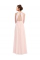 Online Sleeveless Chiffon High Neck Bridesmaid Dress with Diagonal Pleats