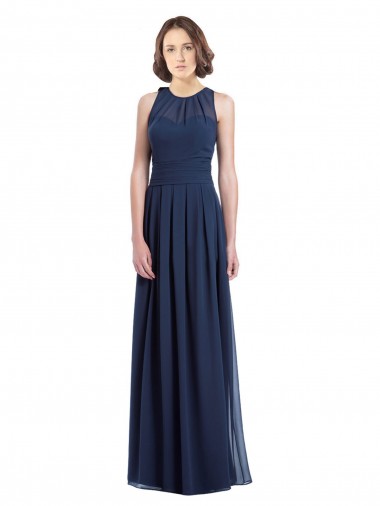 Online Chiffon High Neck Sleeveless Bridesmaid Dress with Pleats