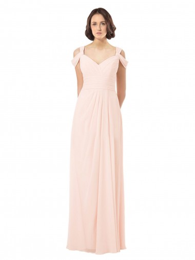 Online Chiffon Sweetheart Bridesmaid Dress with An Illusion Overlay