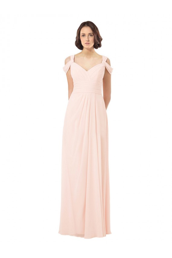 Online Chiffon Sweetheart Bridesmaid Dress with An Illusion Overlay