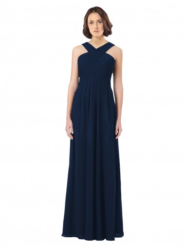 Online Long Chiffon Bridesmaid Dress V-Neck Top