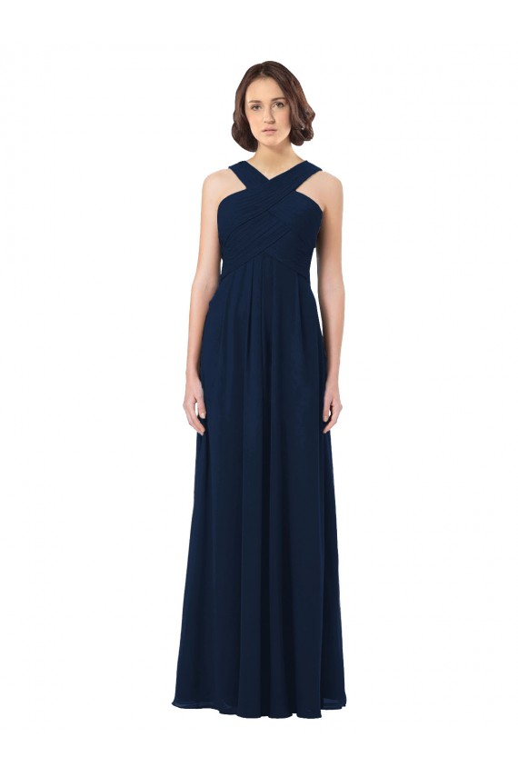Online Long Chiffon Bridesmaid Dress V-Neck Top