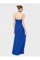 Online Sleeveless Long Chiffon Empire Gown with Pleated Halter Straps