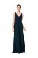 Online Long Chiffon V-Neck Sleeveless Bridesmaid Dress with Large Keyhole Back