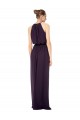 Online High Neck Long Chiffon Halter Bridesmaid Dress with Drape Chiffon Overlay