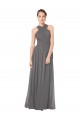 Online Long Chiffon Halter Bridesmaid Dress Keyhole Back