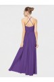 Online Long Chiffon Spaghetti Strap Halter Bridesmaid Dress