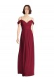 Online Off the Shoulder Long Chiffon Bridesmaid Dress with Pleated Sleeves