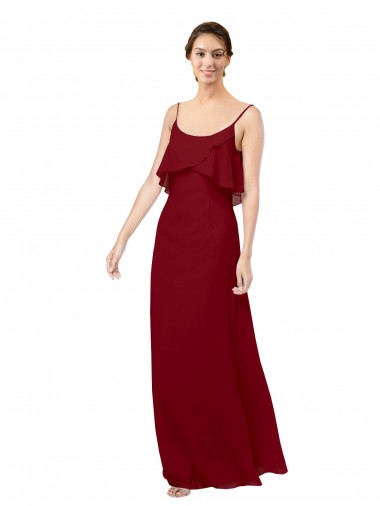 Online Scoop Neck Chiffon Bridesmaid Dress with Spaghetti Straps and Low Back