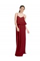 Online Long Chiffon Bridesmaid Dress with Slim Straps and Open Back