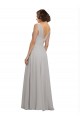 Online Twist Shouder Full Chiffon Bridesmaids Dress with V-Neckline and V-Back