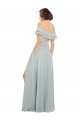 Online Luxe Chiffon Bridesmaids Dress with Off the Shoulder Flounced Neckline