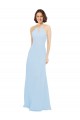 Online Floor Length Chiffon Bridesmaids Dress with Front Keyhole Neckline