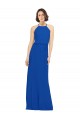 Online Long Jewel Neckline Chiffon Bridesmaids Dress wit Chiffon Tie Sash
