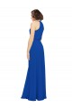 Online Long Jewel Neckline Chiffon Bridesmaids Dress wit Chiffon Tie Sash