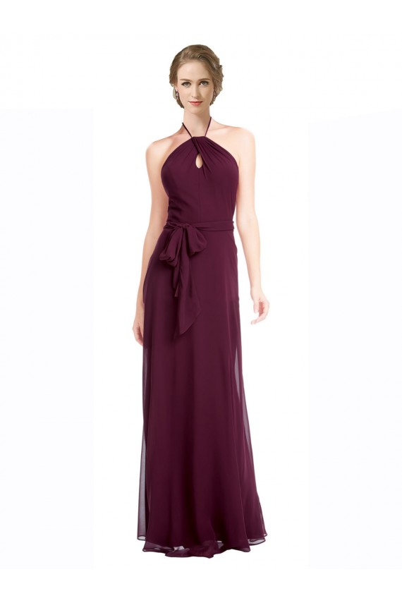 Online Full Length Chiffon Bridesmaid Dress with Halter Top