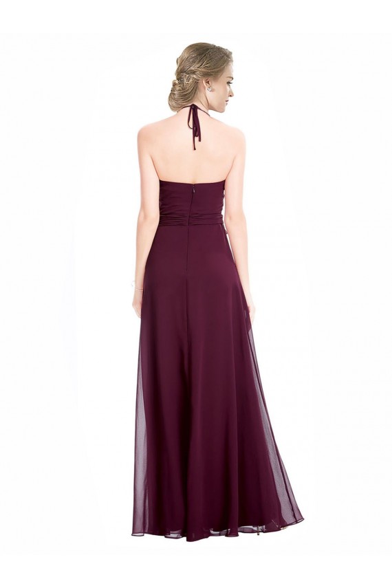 Online Full Length Chiffon Bridesmaid Dress with Halter Top