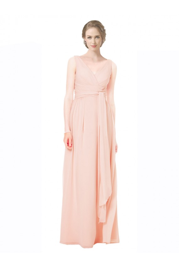 Online Full Length Chiffon Bridesmaid Dress with V-Front and Back