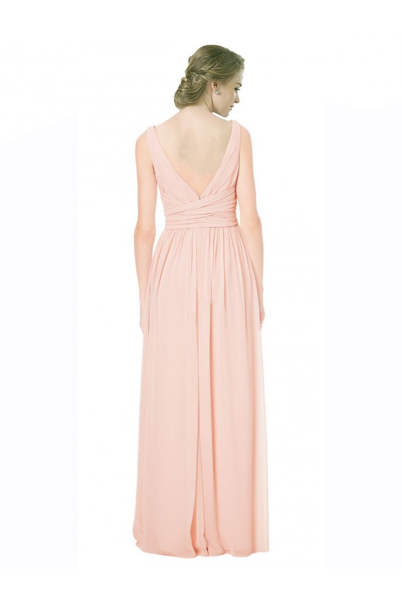 Online Full Length Chiffon Bridesmaid Dress with V-Front and Back