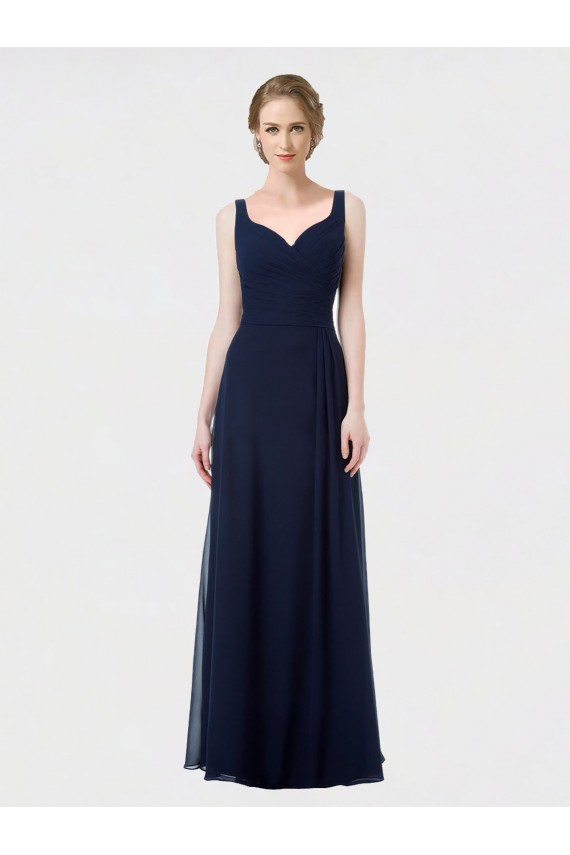 Online Long Chiffon Bridesmaid Dress with Sweetheart Neckline and Shoulder Straps