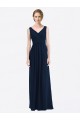 Online Long Chiffon V-Neck Sleeveless Bridesmaid Dress with Criss-Cross Pleated Bodice