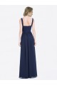 Online Long Chiffon V-Neck Sleeveless Bridesmaid Dress with Criss-Cross Pleated Bodice