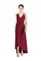 Online Draped V-Neck High Low Chiffon Bridesmaid Dress