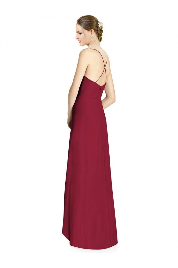 Online Draped V-Neck High Low Chiffon Bridesmaid Dress