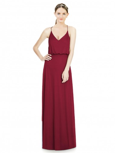 Online Full Length V-Neck A-Line Chiffon Boho Bridesmaid Dress