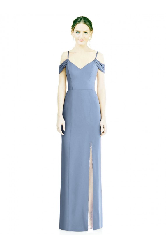 Online Draped Cold Shoulder Sweetheart Long Chiffon Bridesmaid Dress