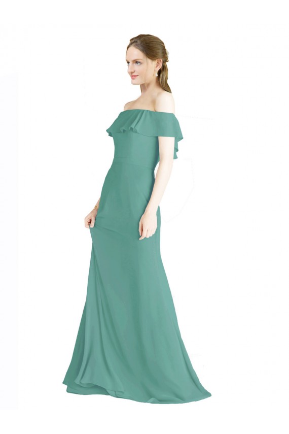 Online Off the Shoulder Bohemian Chiffon Bridesmaid Dress