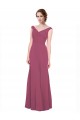 Online V-Neckline Long Chiffon Bridesmaid Dress with Wide V-Back