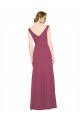 Online V-Neckline Long Chiffon Bridesmaid Dress with Wide V-Back