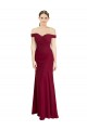 Online Off the Shoulder Long Chiffon Bridesmaid Dress with Pleats