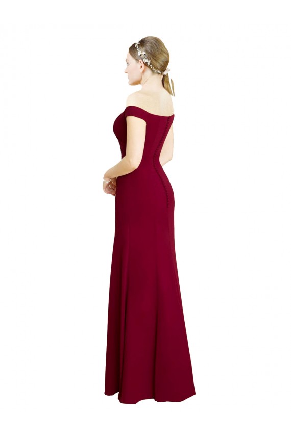 Online Off the Shoulder Long Chiffon Bridesmaid Dress with Pleats