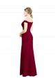 Online Off the Shoulder Long Chiffon Bridesmaid Dress with Pleats