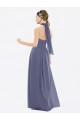 Online High Halter Neck Chiffon Bridesmaid Dress with Twist-Tie
