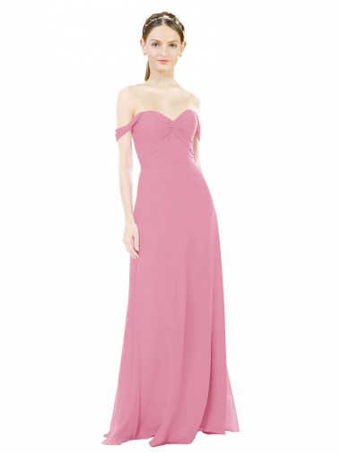 Online Fitted Sweetheart Bodice Chiffon Bridesmaid Dress with Draped Cap Sleeves