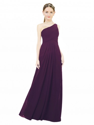 Online One Shoulder Chiffon Bridesmaid Dress with Draped Bodice