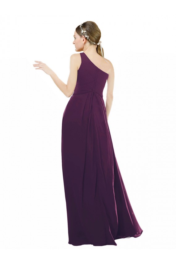 Online One Shoulder Chiffon Bridesmaid Dress with Draped Bodice