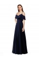 Online Chiffon Bridesmaids Dress with Off the Shoulder Ruffle Detail