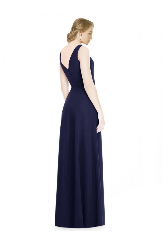 Online Cowl Neck Deep V-Back Chiffon Bridesmaid Dress with Side Front Slits