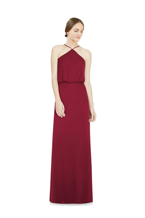 Online Sleek Halter Neck A-Line Chiffon Bridesmaid Dress