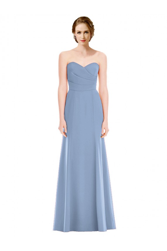 Online Draped Strapless Sweetheart Trumpet Chiffon Bridesmaid Dress