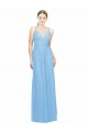 Online Double Straps Shoulder V-Neck Sheath Chiffon Bridesmaid Dress with Keyhole Back