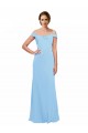 Online Off the Shoulder Bateau Neck Chiffon Bridesmaid Dress with Straps