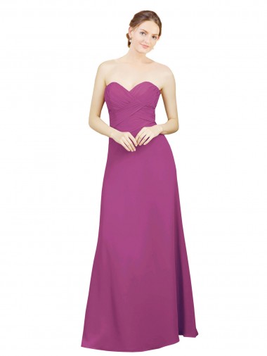 Online Sweetheart Neckline Pleated Chiffon Bridesmaid Dress with Low Back