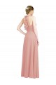 Online Ruched Sweetheart Halter Neckline Chiffon Bridesmaid Dress with Tie Open Back