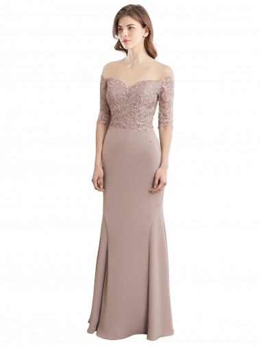 Online Sweetheart Neckline Long Sleeves Lace Bridesmaid Dress