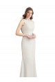Online Long Chiffon Bridesmaid Dress with Boat Neckline and Satin Collar